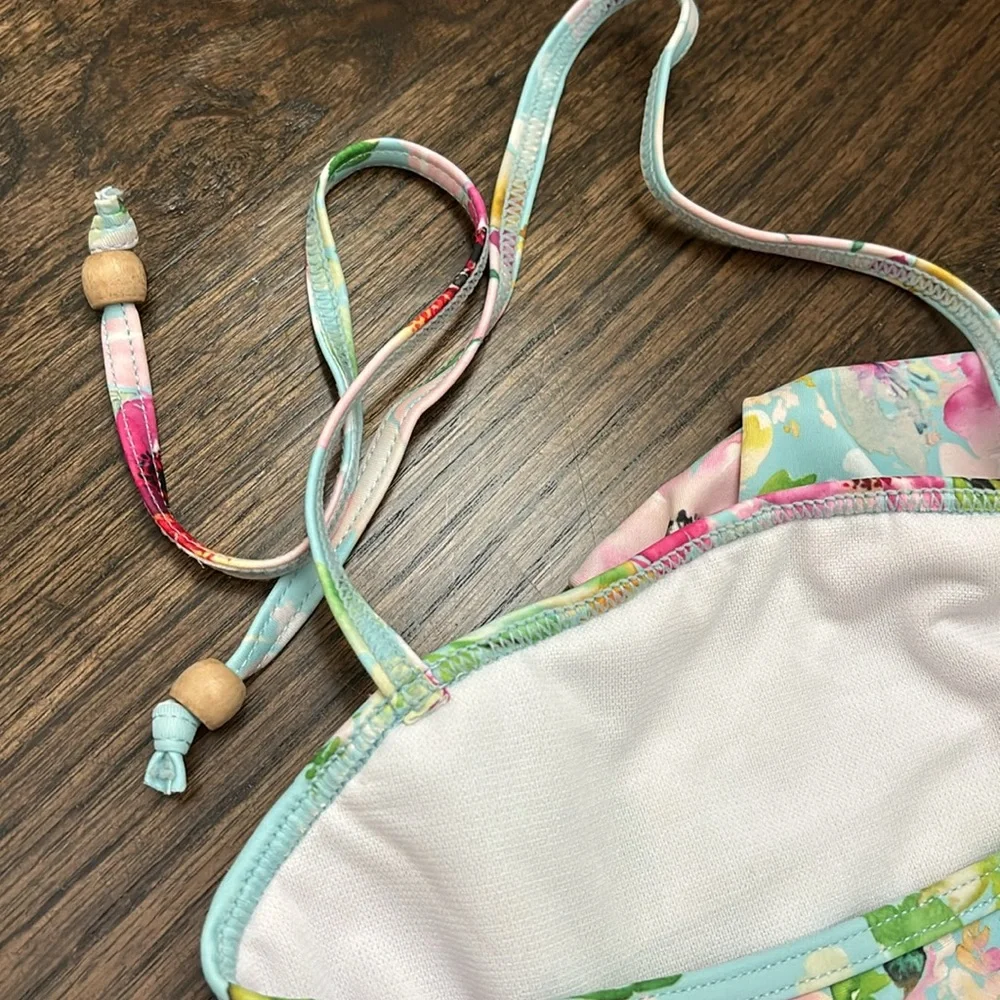 Snapper Rock Watercolor Floral Frill One-Piece Halter Swimsuit (Size 3T)